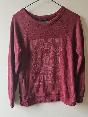Obey Small Maroon Graphic Crew Sweatshirt